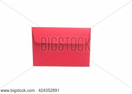 Red Paper Envelope For Mail Post Isolated On The White
