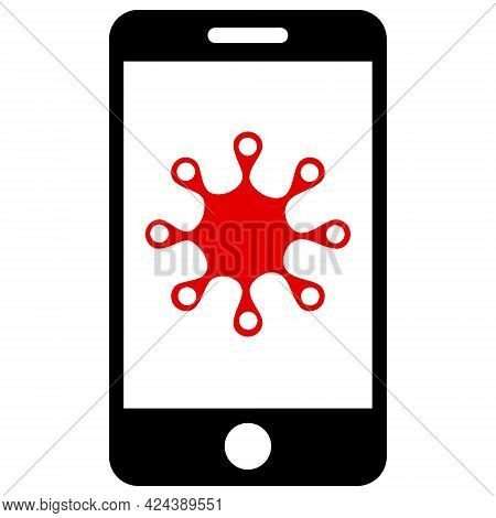 Smartphone Infection Icon With Flat Style. Isolated Vector Smartphone Infection Icon Image, Simple S