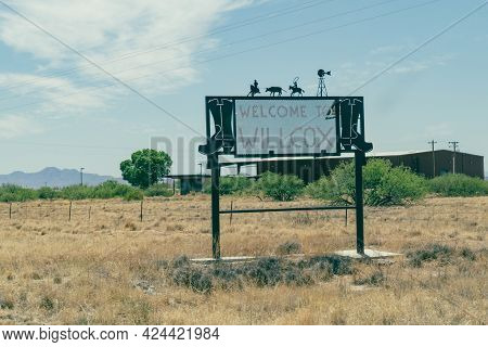 Willcox, Arizona - May 8, 2021: Welcome To Willcox Arizona Sign, A Small Desert Community Town