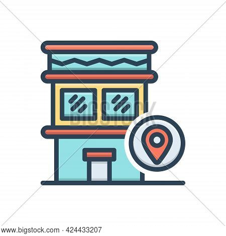 Color Illustration Icon For Address Trace Location Place Position Waypoint