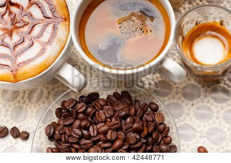 Udvalg af forskellige kaffe Type