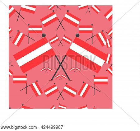 Vector Illustration Of Pattern Austria Flags And Color Background.