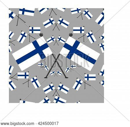 Vector Illustration Of Pattern 
Finland Flags And Grey Colors Background.