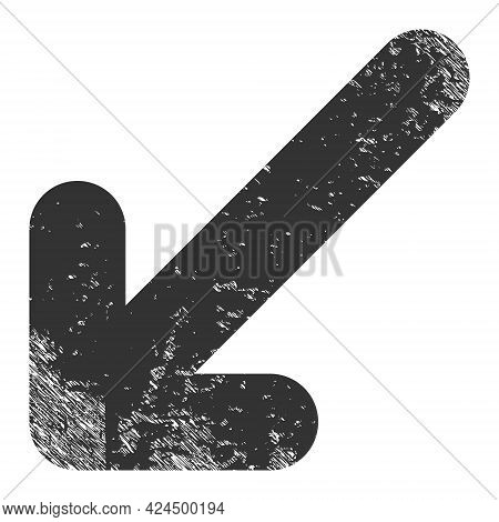 Move Down Left Icon With Scratched Style. Isolated Raster Move Down Left Symbol With Scratched Rubbe