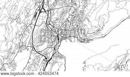 Urban Vector City Map Of Lugano, Switzerland, Europe