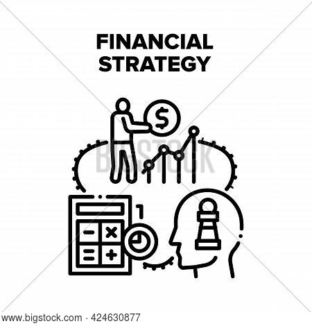 Financial Strategy Planning Vector Icon Concept. Financial Strategy Planning And Vision, Calculating