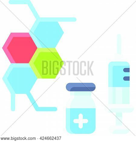 Molecular Structure And Vaccine Icon, Vaccine Development Related Vector Illustration