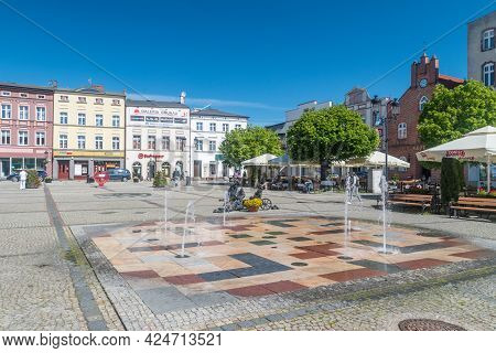 Koscierzyna, Poland - May 31, 2021: Market Square In Old Town Of Koscierzyna.