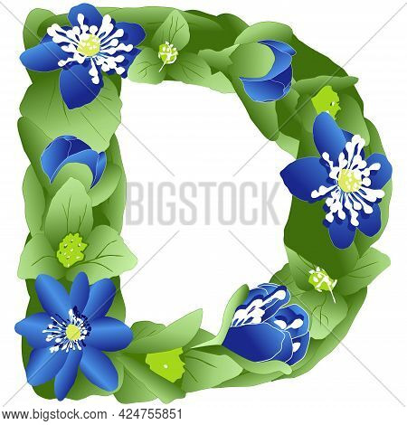 Vector Image Of The Letter D Of The English Alphabet Made In The Form Of Flowers And Leaves Of Liver