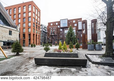 Tallinn, Estonia - 24 February, 2019: Modern Architecture In The Rotermann Quarter Of Tallinn, Eston