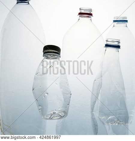Crushed plastic bottles for recycling