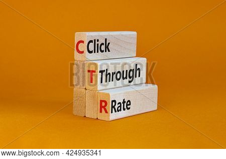 Ctr Click Through Rate Symbol. Wooden Blocks With Words 'ctr Click Through Rate'. Beautiful Orange B