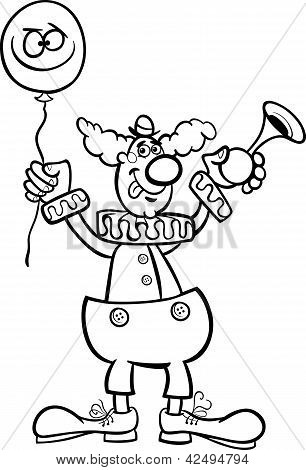 Clown Cartoon Abbildung zum Ausmalen