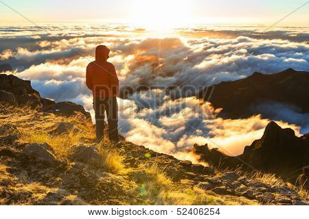 Pico Ruivo and Pico do Areeiro mountain peaks in  Madeira, Portugal