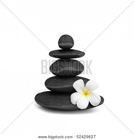 Zen mediation spa relax concept background - zen stones balance isolated on white