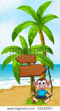 Illustration of a monkey swinging near the arrowboard