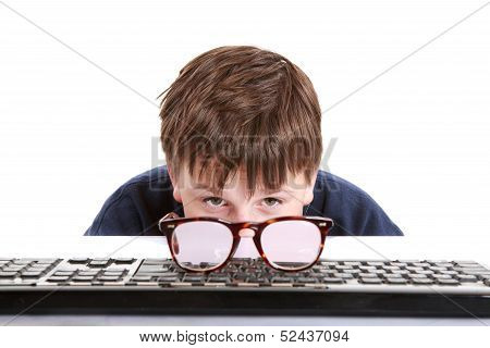 Boy With Glasses And Low Vision