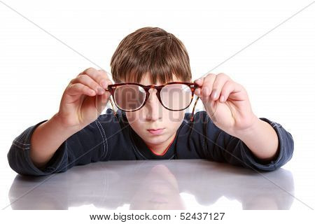Boy With Glasses And Low Vision