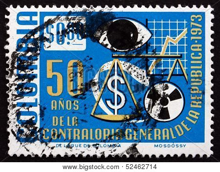 Postage Stamp Colombia 1973 Symbols Of Financial Controls