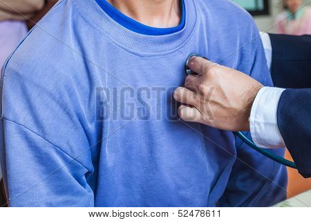 Patient Examinated For Heart By Doctor