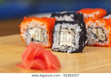 Japanese cuisine - tobico sushi rolls