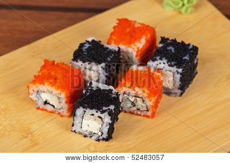 Japanese cuisine - tobico sushi rolls