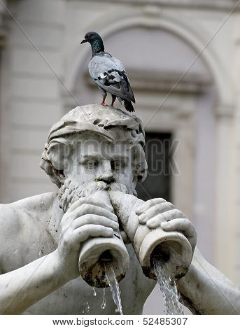 Detail Of The Statue Of The Fountain In Piazza Navona