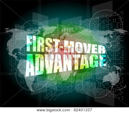 First Mover Advantage Words On Digital Touch Screen Interface