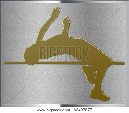Gold On Silver Highjump Sport Emblem