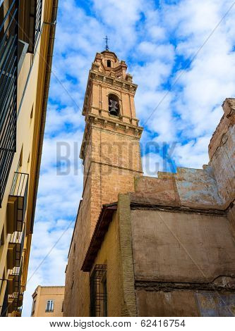 Valencia San Esteban Protomartir church belfry tower in Spain