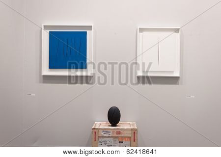 Fontana's Work Of Art At Miart 2014 In Milan, Italy