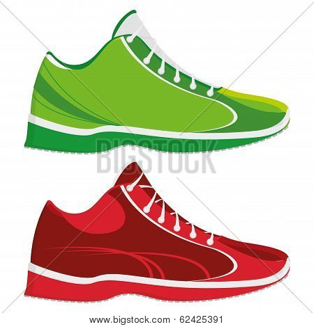 Vector Sport Shoes Illustration Isolated On White Background
