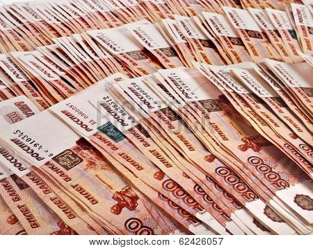 One Million Russian rubles banknotes surface top view background 