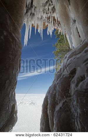 Apostle Islands Ice Caves on frozen Lake Superior, Wisconsin
