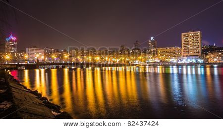 Evening shot of promenade on the river Kalmius