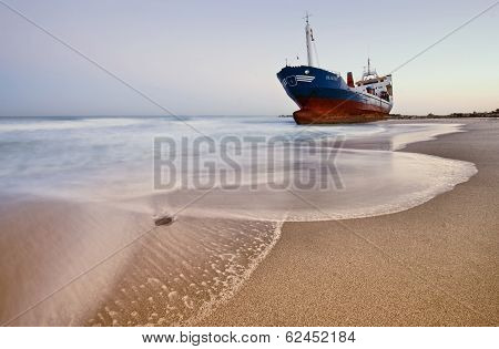 Ashored ship on beach