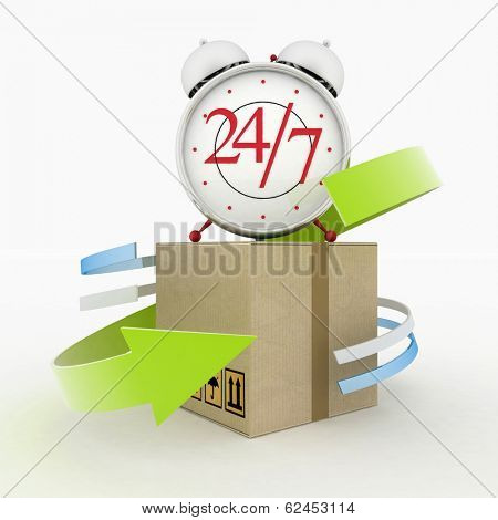 Executing online delivery of goods in the stream 24 hours. Logistics concept