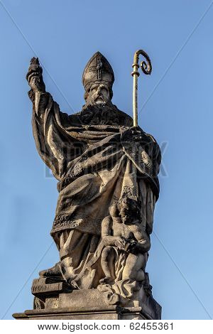 Staue On The Charles Bridge In Prague, Czech Republic.