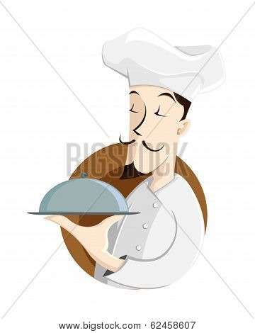 Chef holding tray illustration