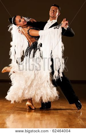 Professional Ballroom Dance Couple Preform An Exhibition Dance