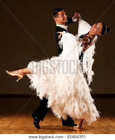 Professional Ballroom Dance Couple Preform An Exhibition Dance