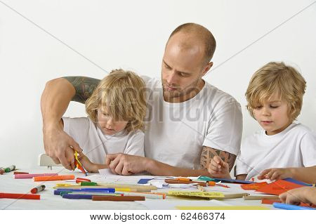 parent teaching children