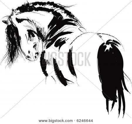 ร่างเวกเตอร์ frisian stallion