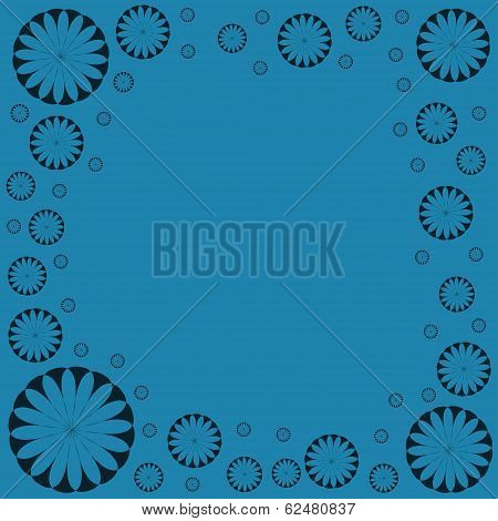 Cyan Flower Frame Vector Illustration