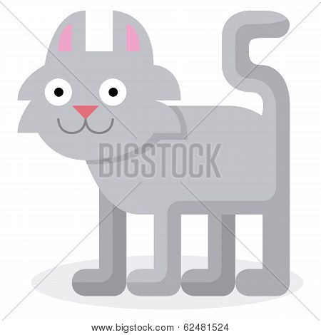 Vector Cute Cartoon Cat Isolated On White Background