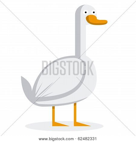 Vector Cute Cartoon Duck Isolated On White Background