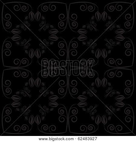 Black grey flower and leaf on black background vector
