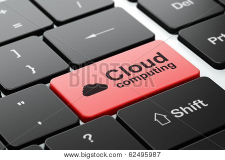 Cloud technology concept: Cloud and Cloud Computing on computer keyboard background