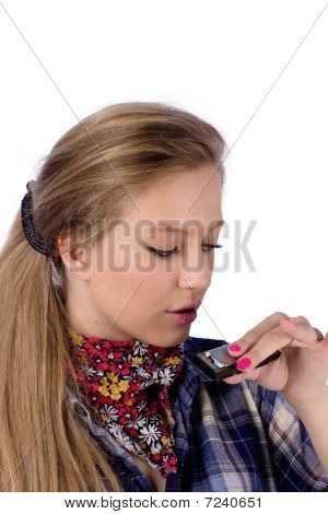 Country Girl mit Mundharmonika