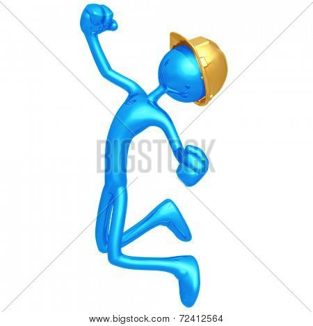 Jump For Joy Construction Worker